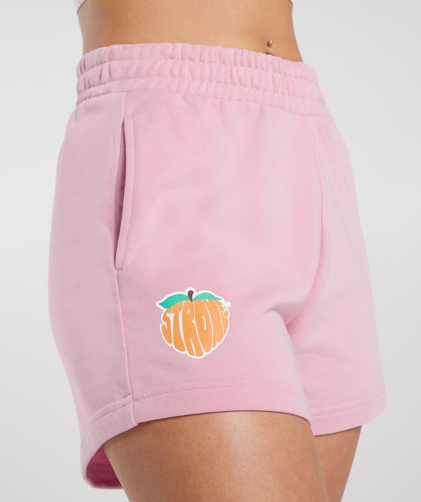 Gymshark Strong Peach Graphic Shorts - Candy Floss Pink