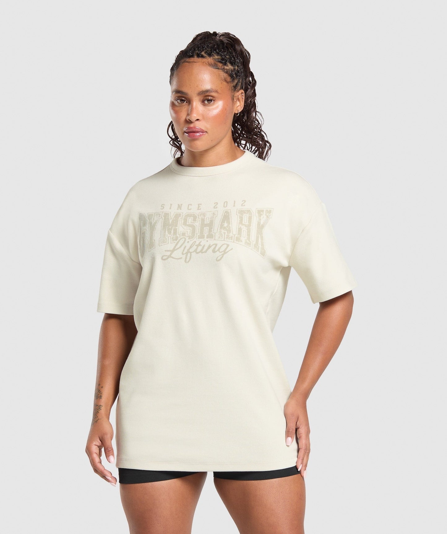 Gymshark Lifting Oversized Pump Cover - Oat White