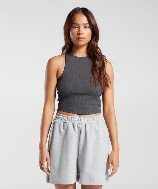 Gymshark Cotton Rib Midi Tank - Onyx Grey