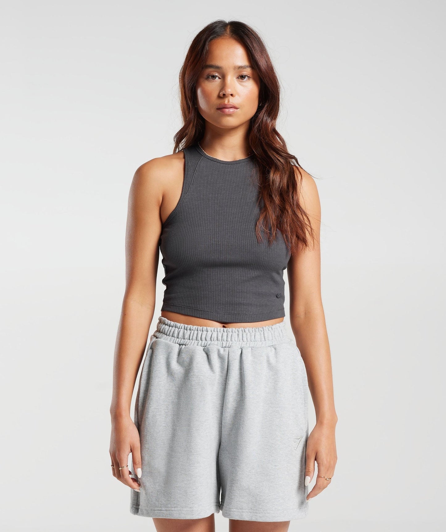 Gymshark Cotton Rib Midi Tank - Onyx Grey