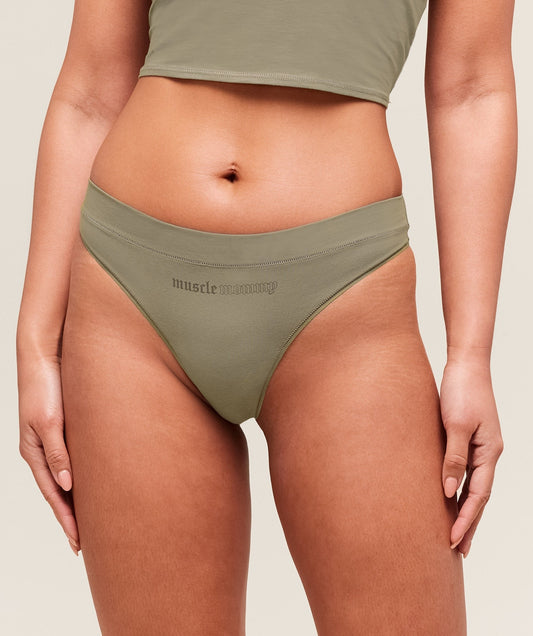 Gymshark Cotton Graphic Thong - Linen Brown