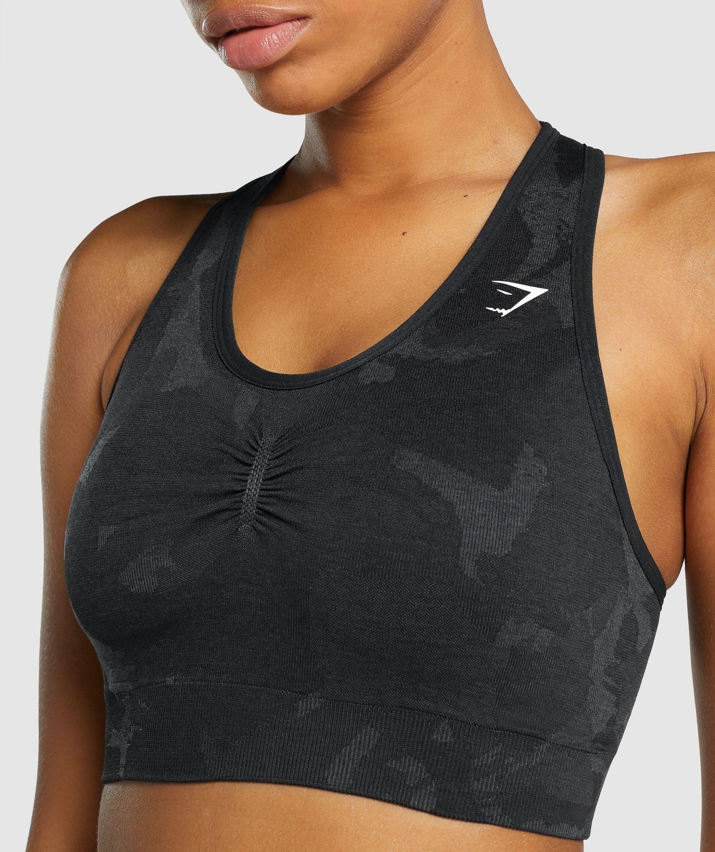 Gymshark Adapt Camo Seamless Racer Back Sports Bra - Savanna | Black