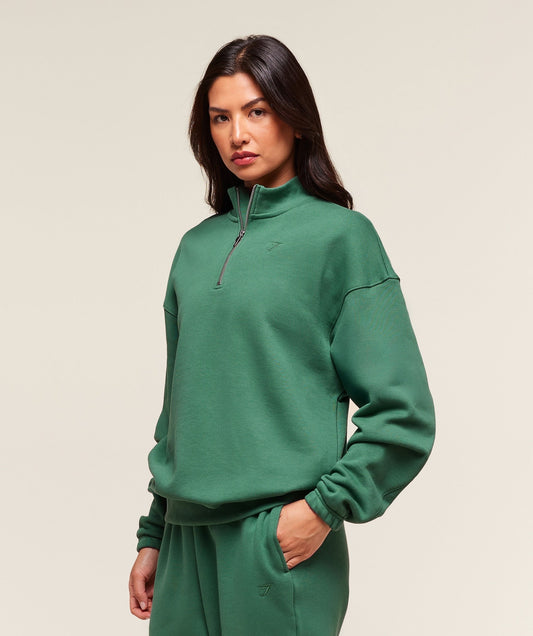 Gymshark Rest Day Sweats 2.0 1/4 Zip Pullover - Lift Green