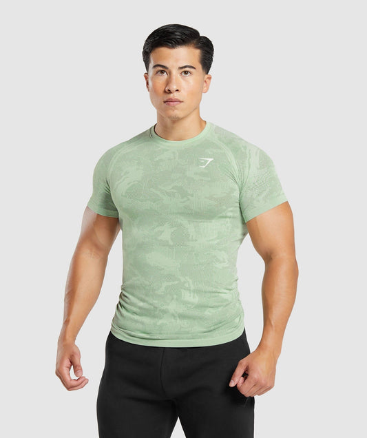 Gymshark Geo Seamless T-Shirt - Flora Green/Willow Green