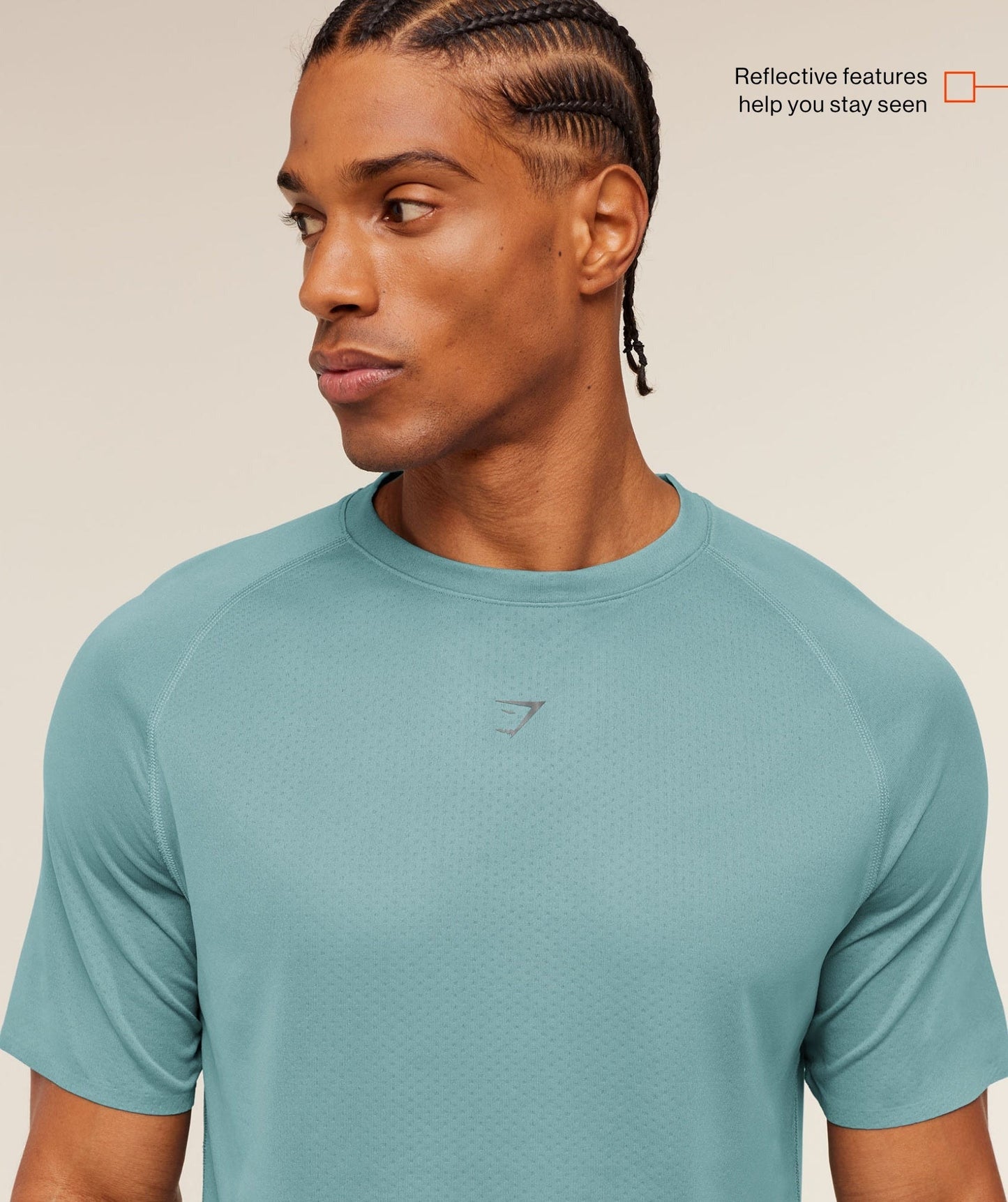 Gymshark Hybrid Engineered Jacquard T-Shirt - Storm Blue