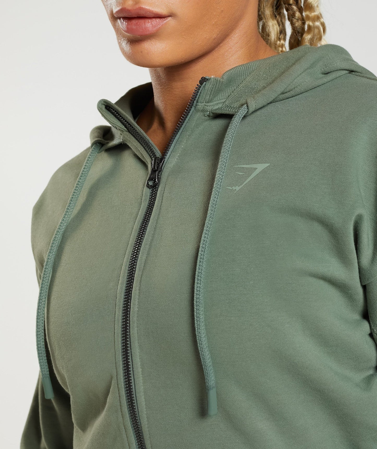 Gymshark GS Power Crop Zip Hoodie - Willow Green