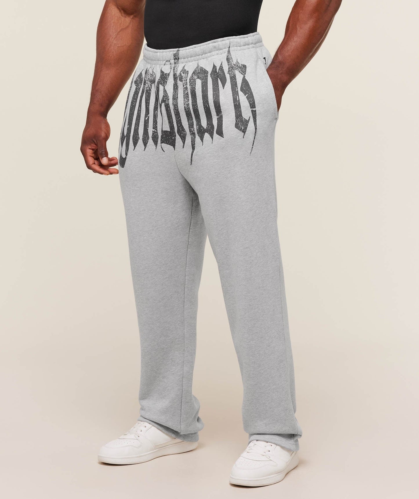 Gymshark Fade Graphic Straight Leg Joggers - Light Grey Core Marl