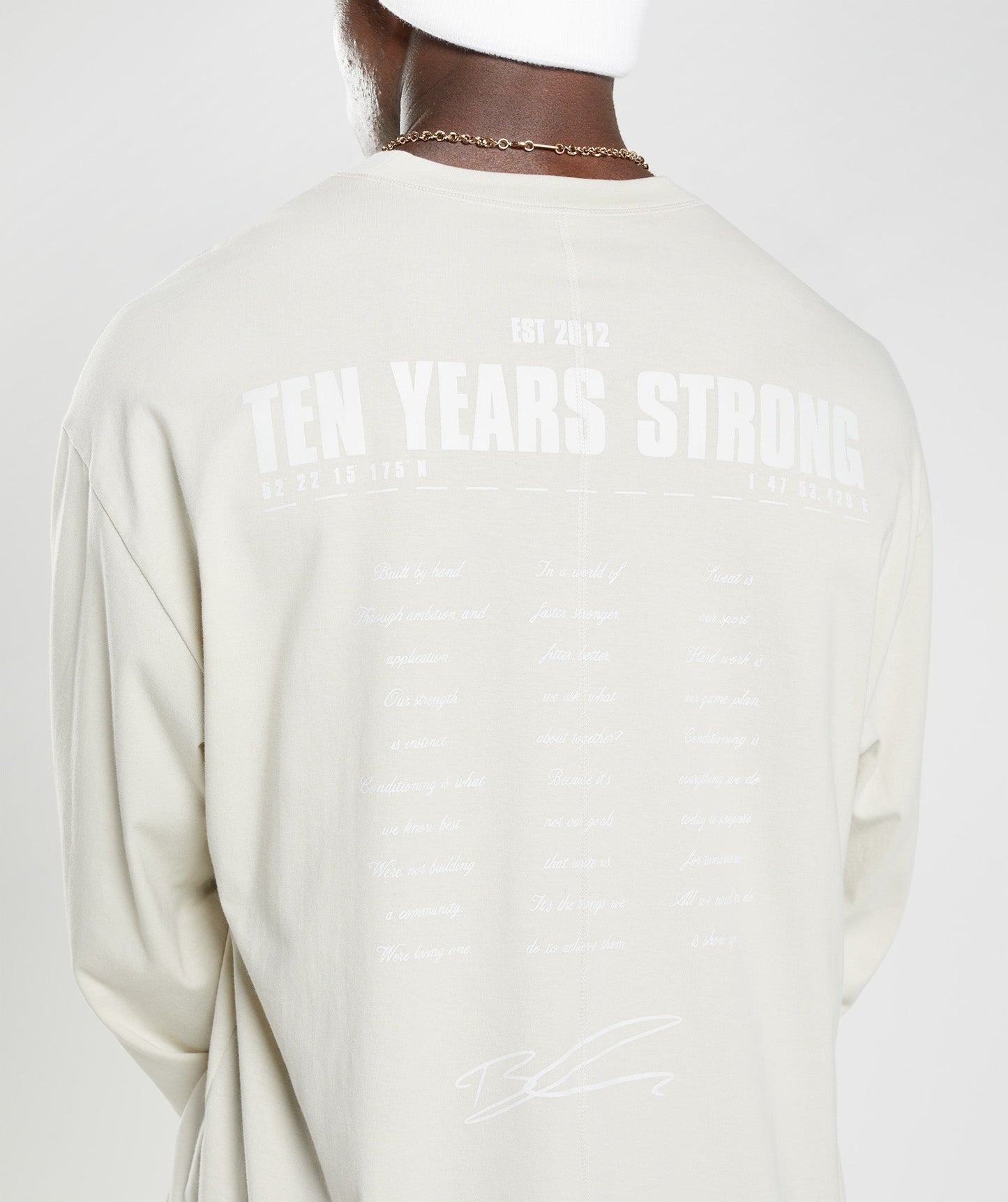 Gymshark GS10 Year Oversized Long Sleeve T-Shirt - Chalky Grey