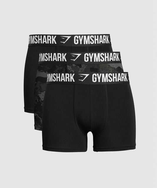 Gymshark Boxer Brief 3PK - Black/Graphite Grey