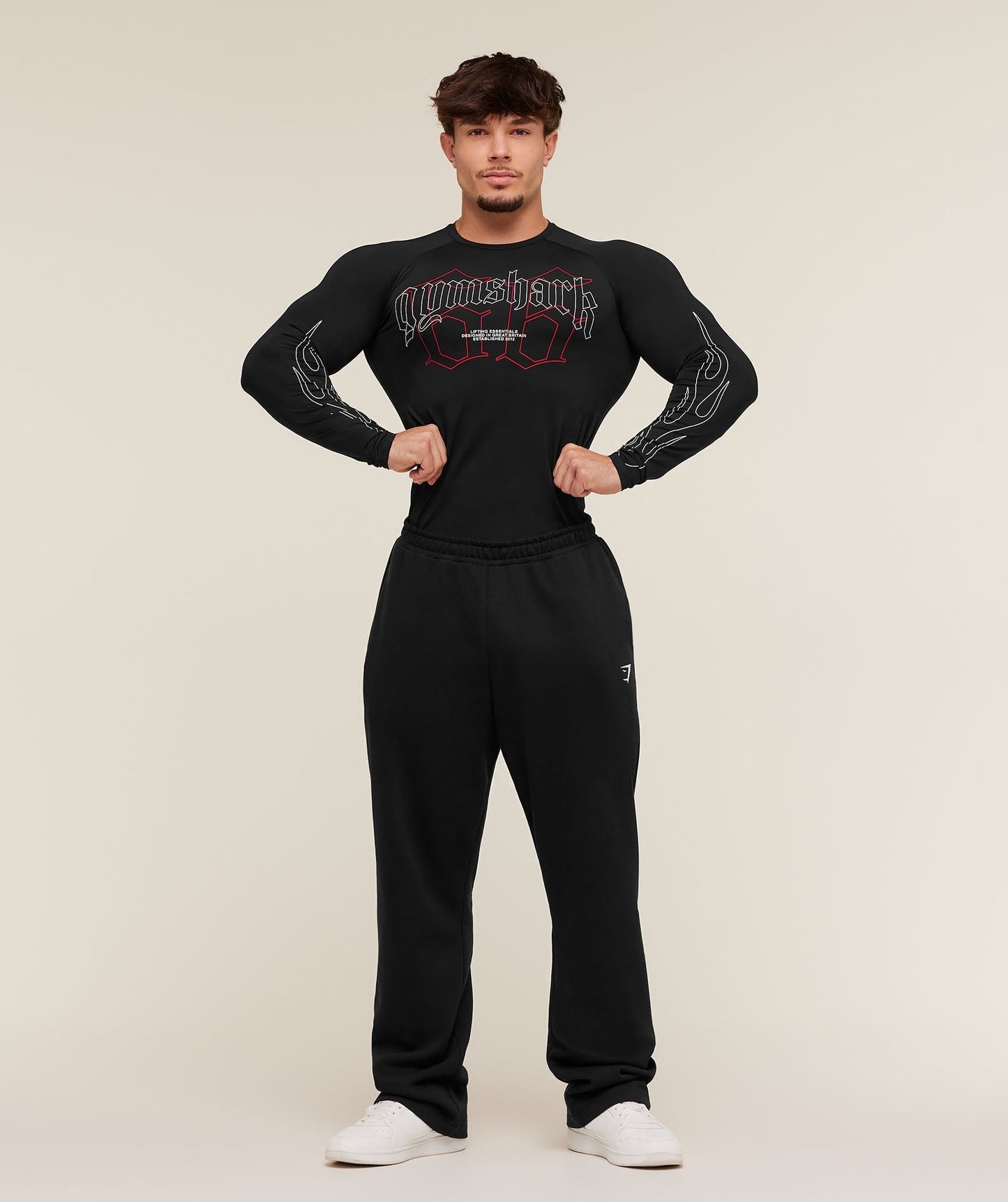 Gymshark Outline Graphic Long Sleeve Baselayer - Black