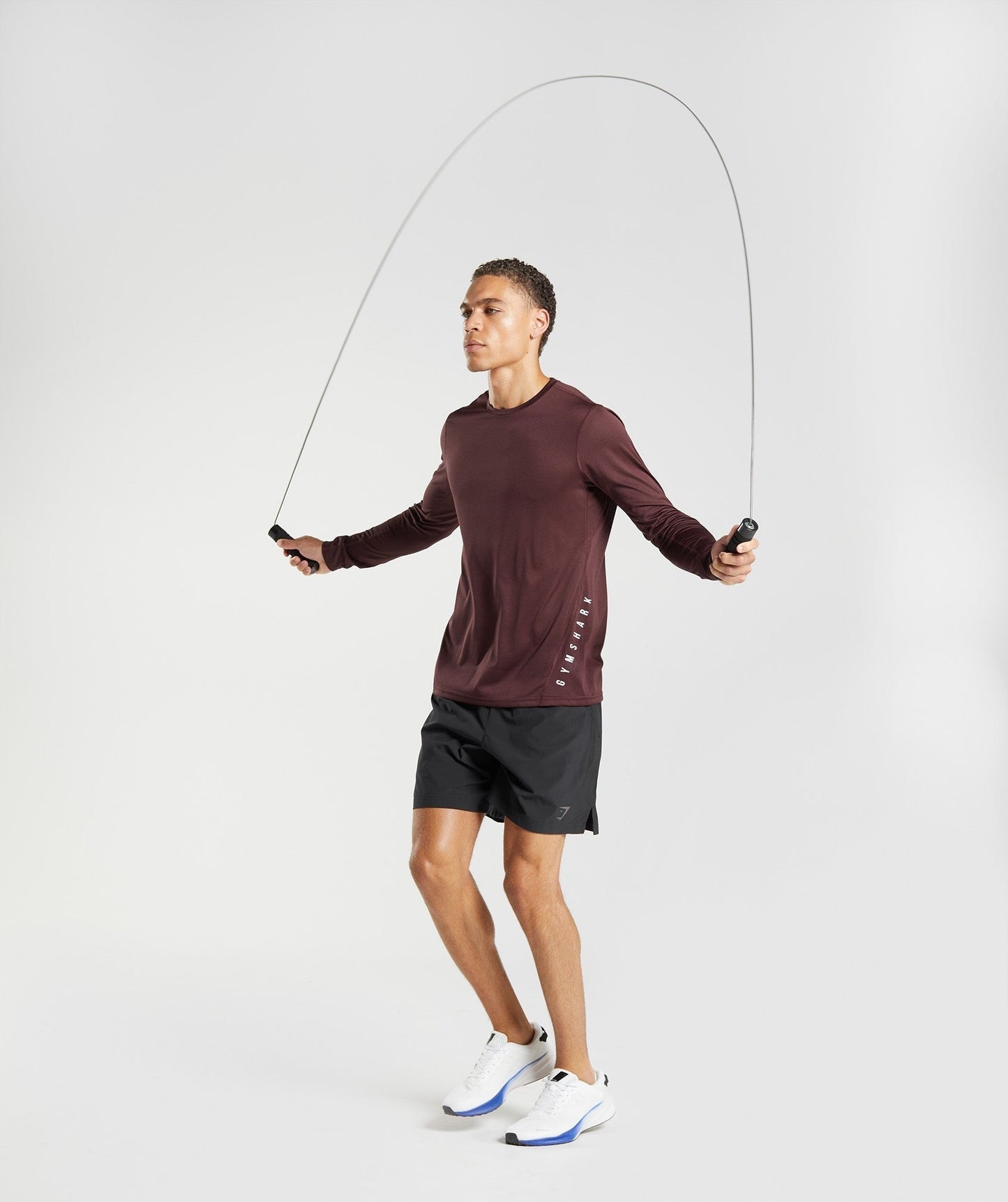Gymshark Sport Long Sleeve T-Shirt - Baked Maroon/Black Marl