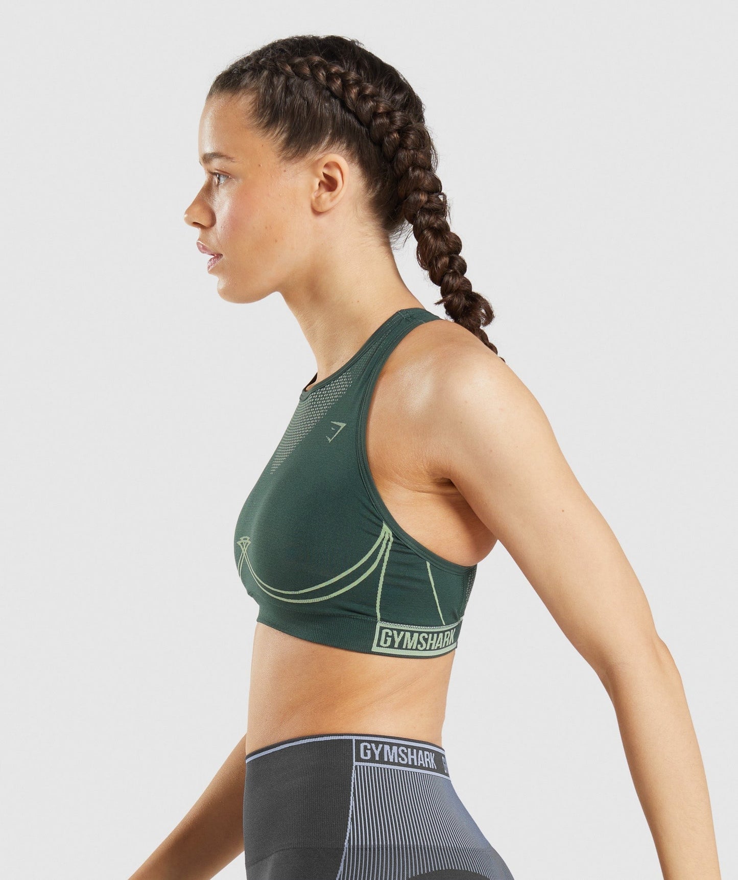 Gymshark Apex Seamless Sports Bra - Obsidian Green/Cucumber Green