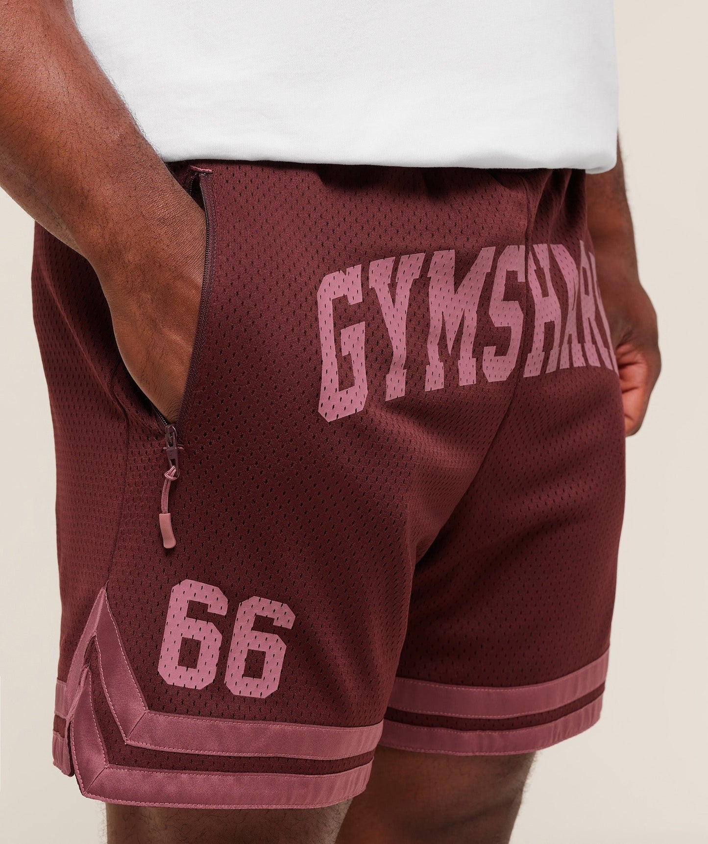 Gymshark Campus Mesh Shorts - Rich Maroon/Reset Pink