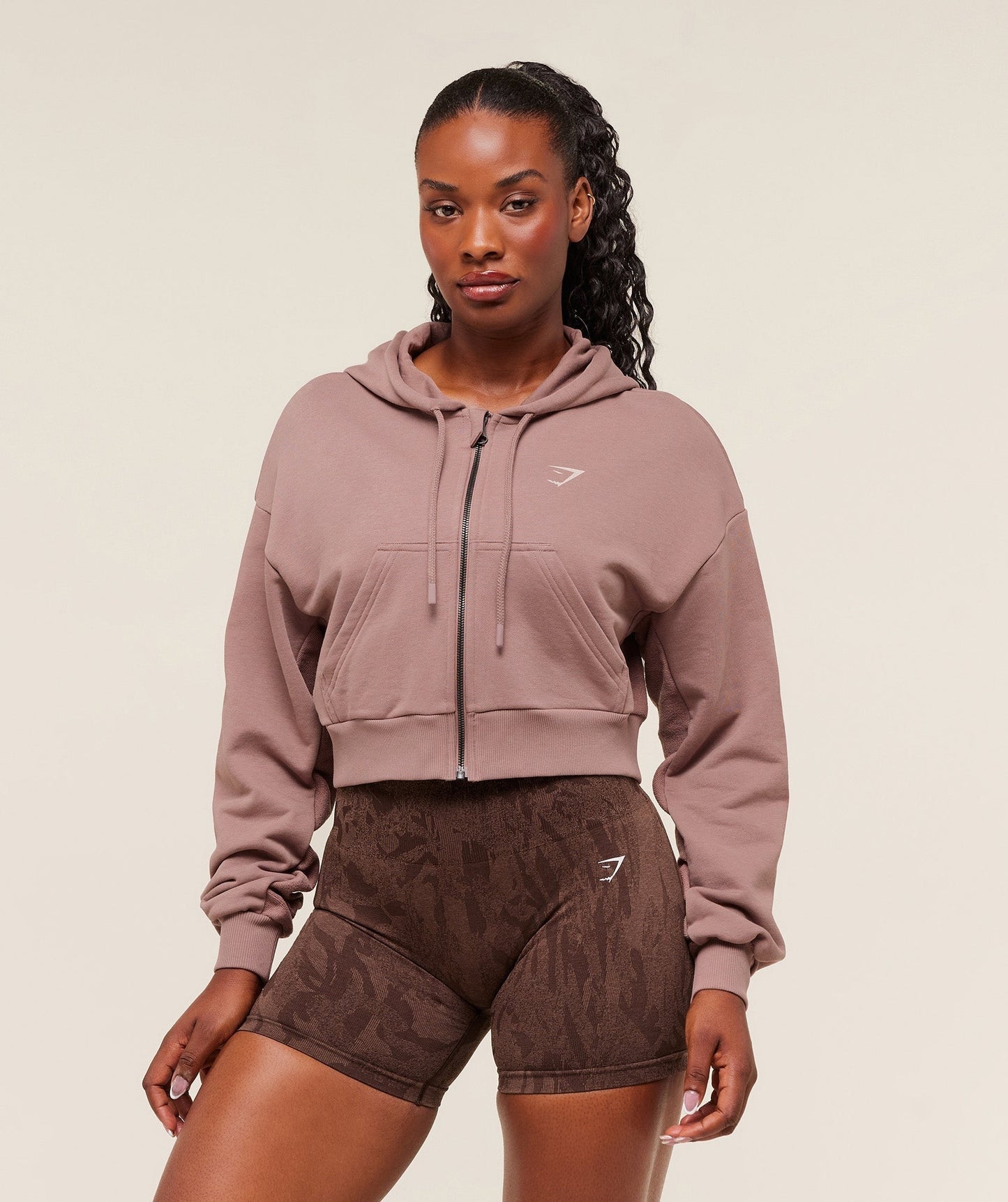 Gymshark Power Midi Zip Hoodie - Chestnut Pink