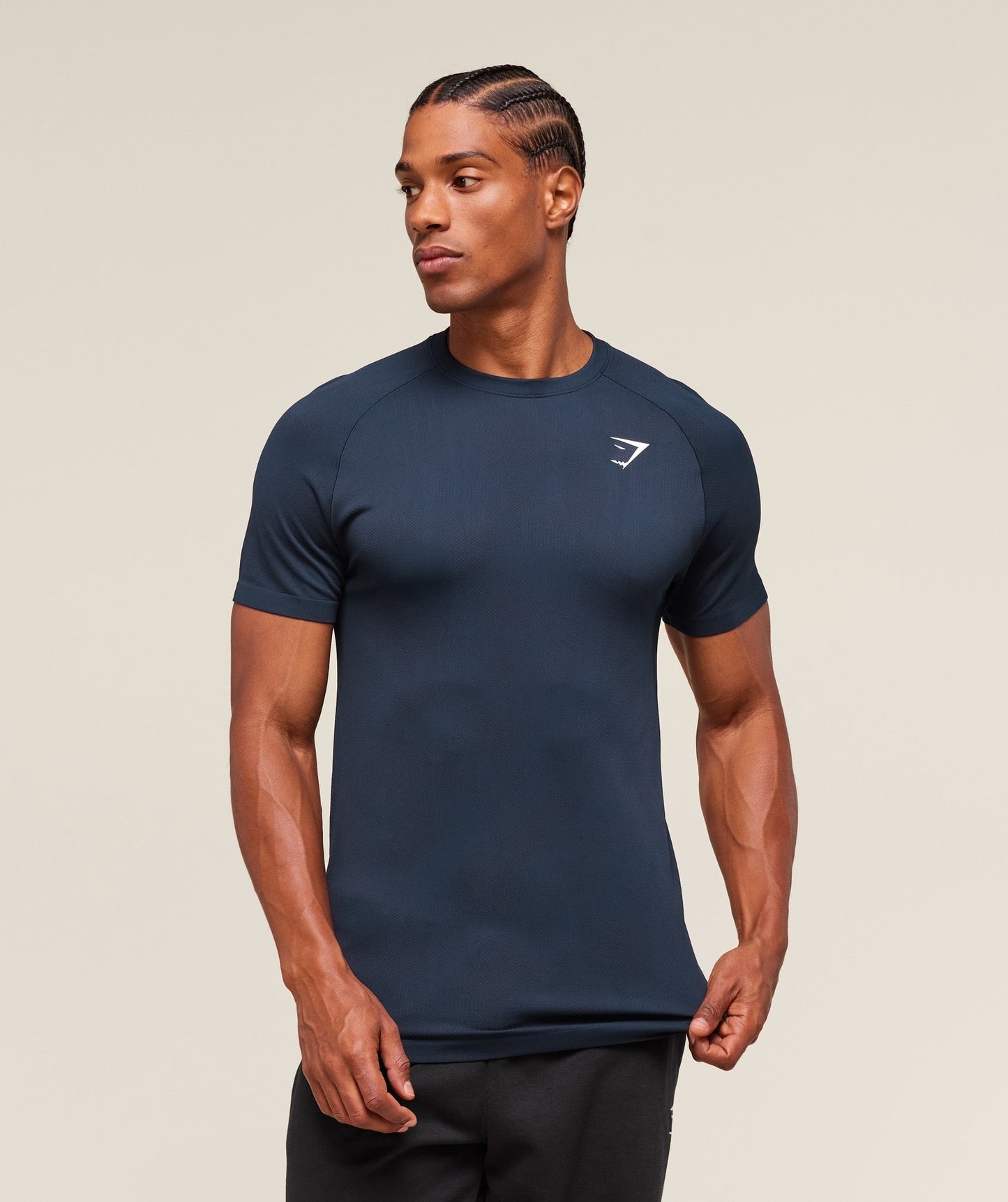 Gymshark Geo Seamless T-Shirt - Navy/Heavy Blue