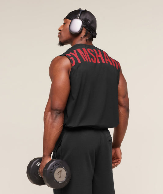 Gymshark Power Cut Off Tank - Black/Conditioning Red