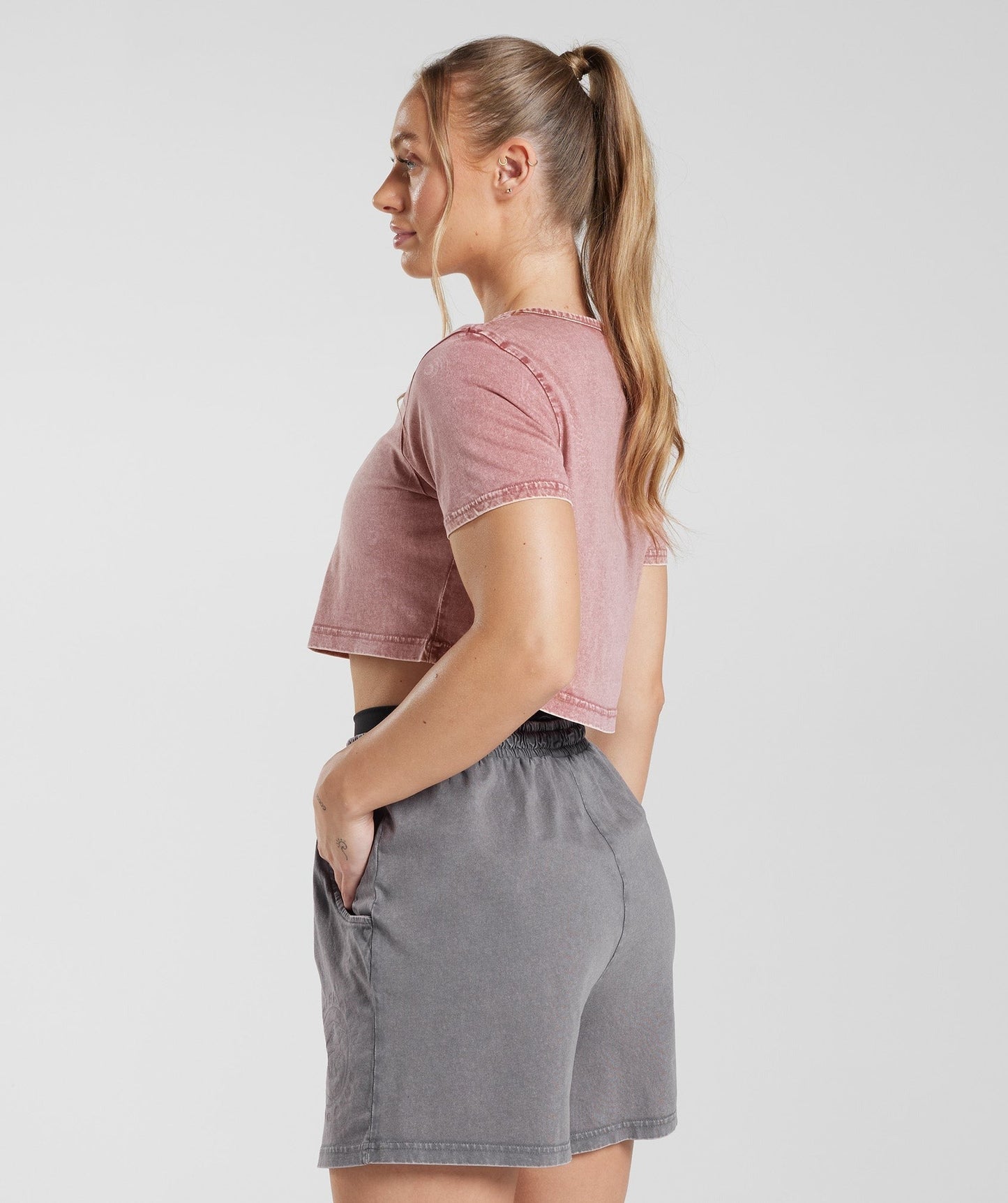 Gymshark Legacy Crop Top - Terracotta Pink/Acid Wash