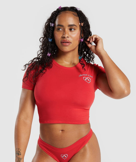 Gymshark Cotton Graphic Crop Top - Jamz Red