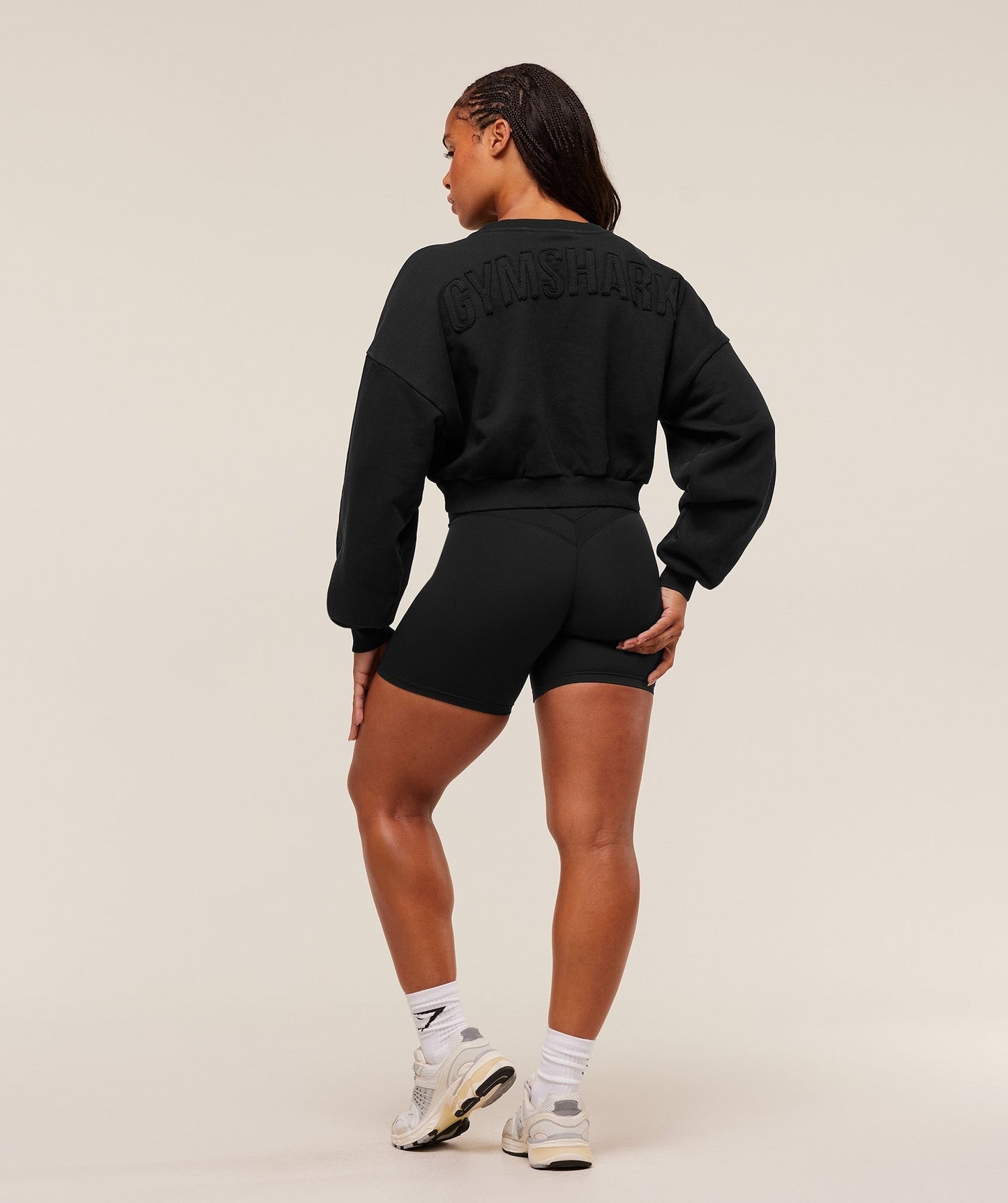 Gymshark Power Washed Sweat Top - Black/Acid Wash Small Ball
