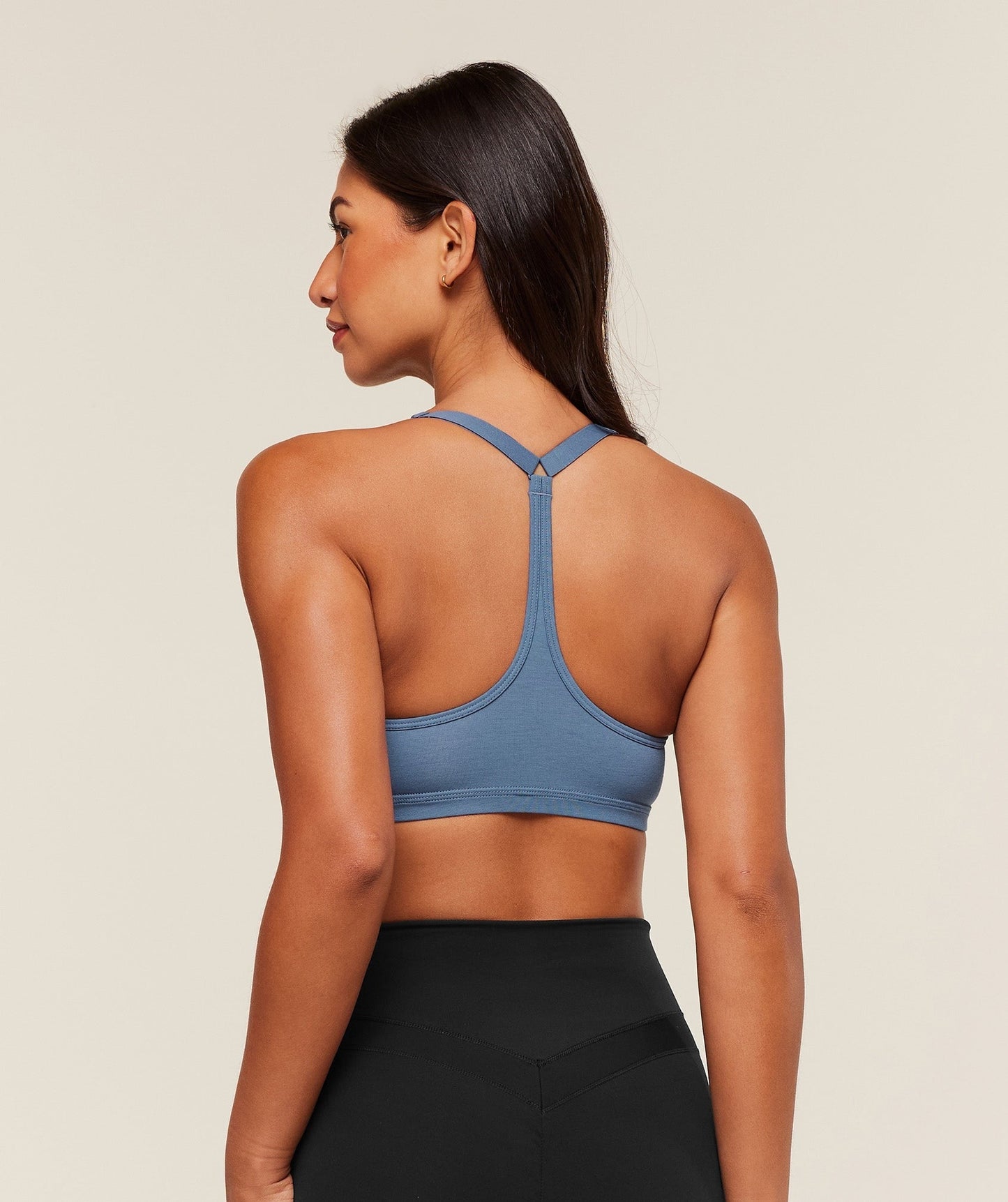 Gymshark Cotton Blend Racerback Sports Bra - Worn Blue