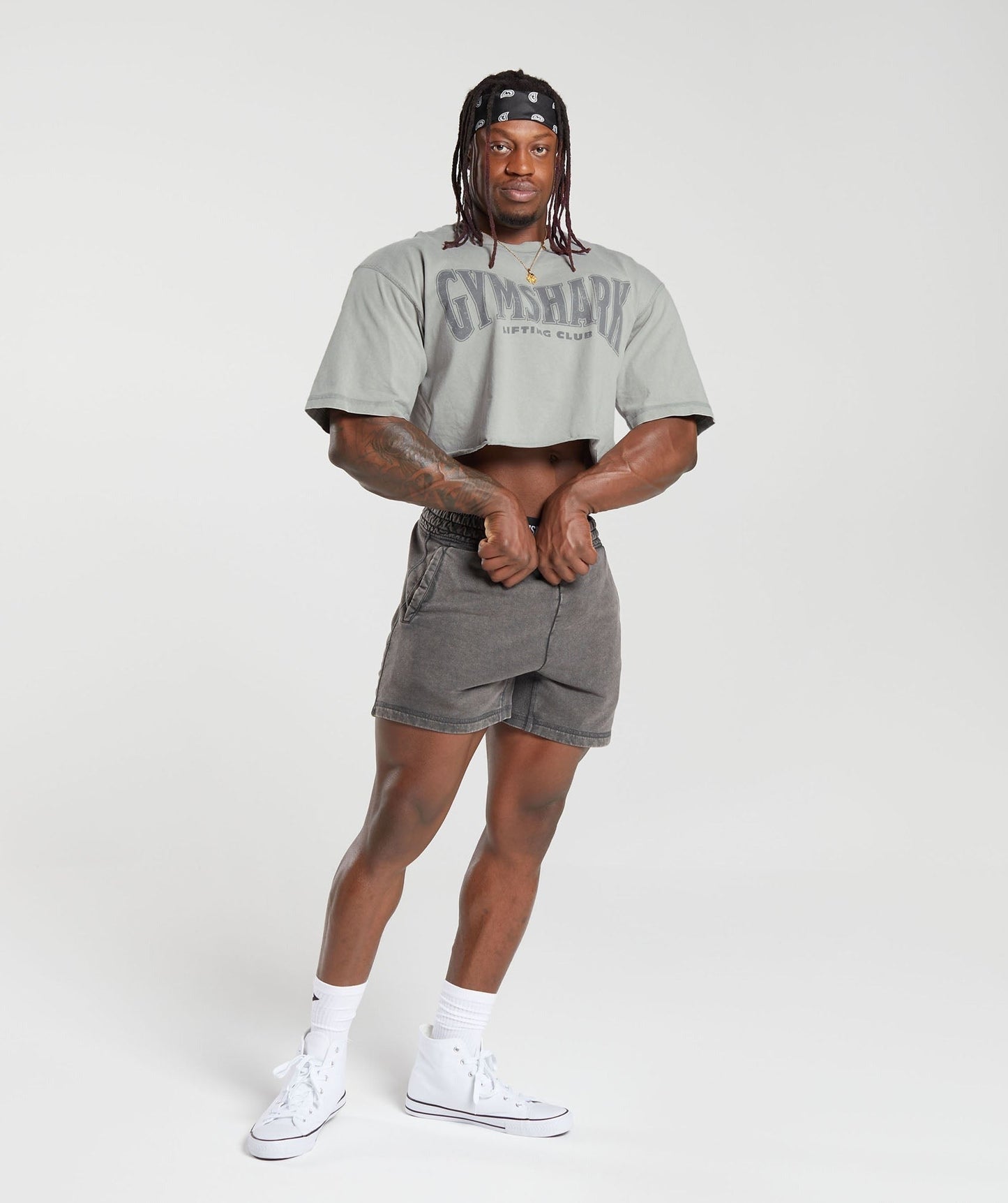Gymshark Heritage Washed Crop T-Shirt - Smokey Grey