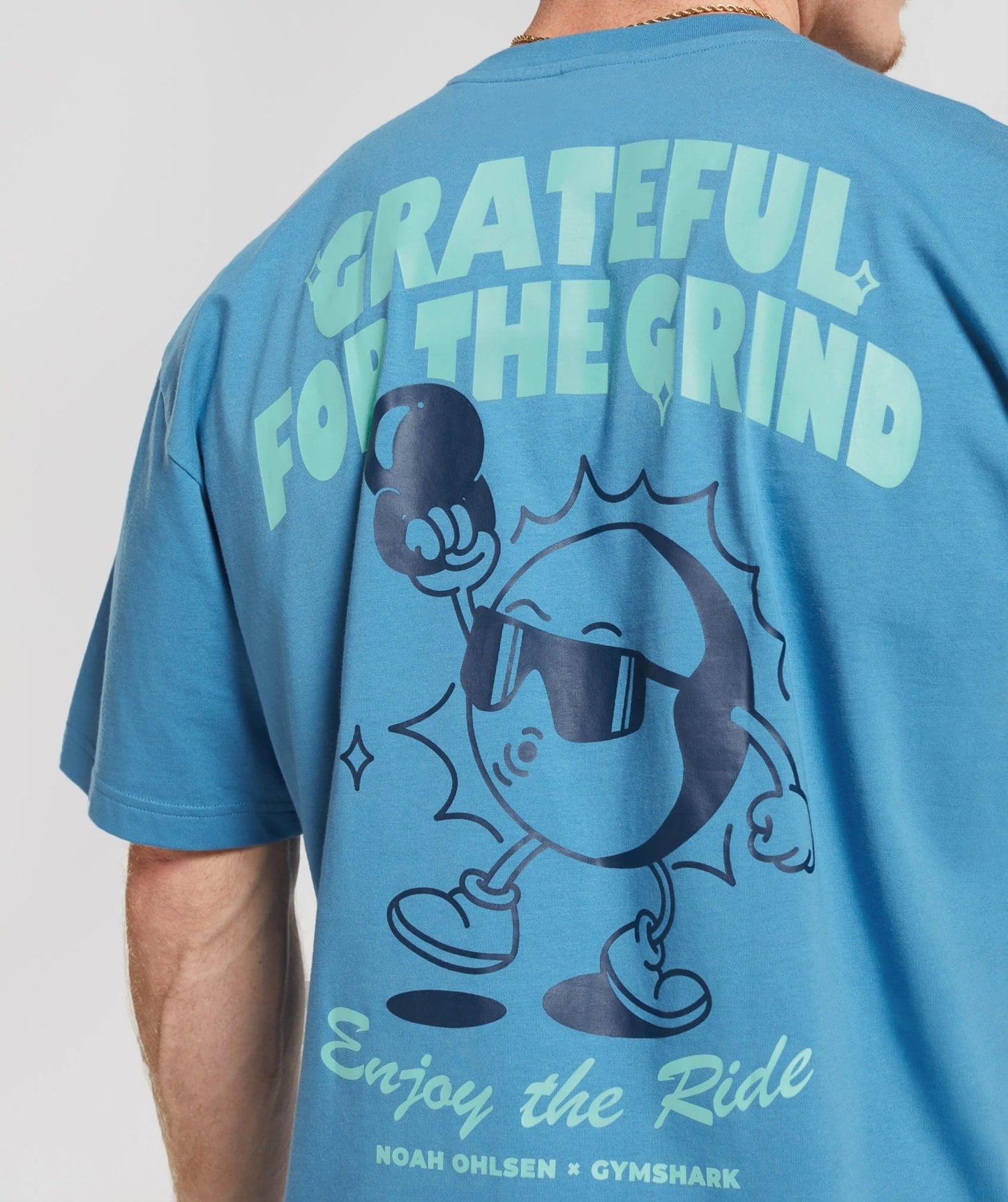 Gymshark Noah Ohlsen Oversized Sun T-Shirt - Coastal Blue