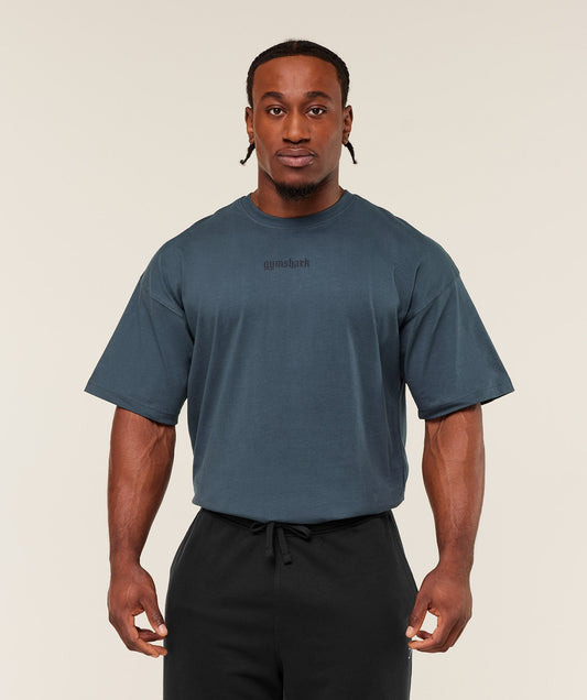 Gymshark Olde English T-Shirt - GS Stealth Blue