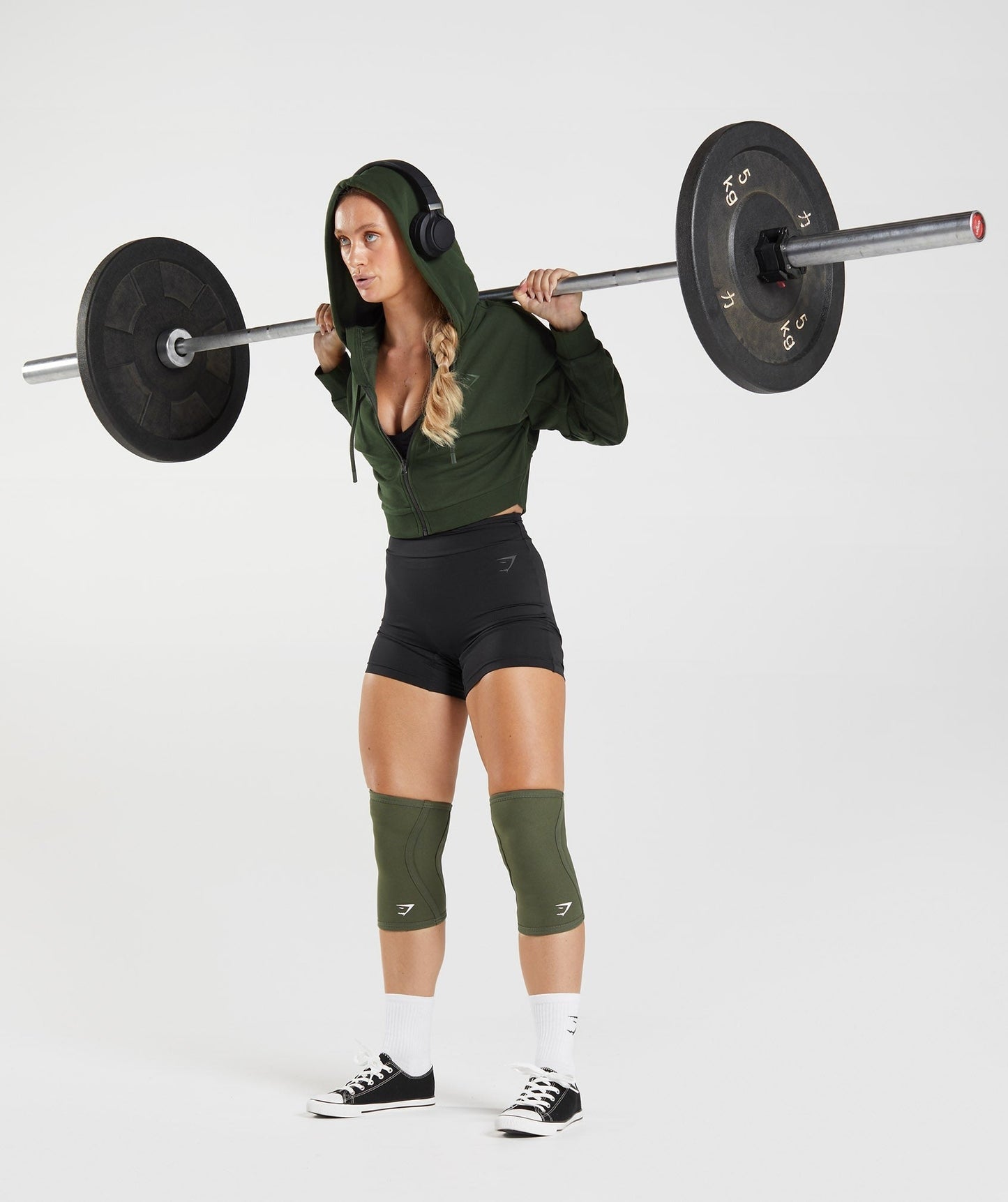 Gymshark GS Power Crop Zip Hoodie - Moss Olive