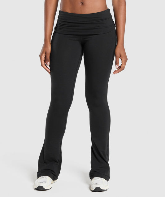 Gymshark Foldover Flared Leggings - Black