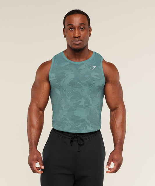 Gymshark Geo Seamless Tank - Storm Blue / Stealth Blue