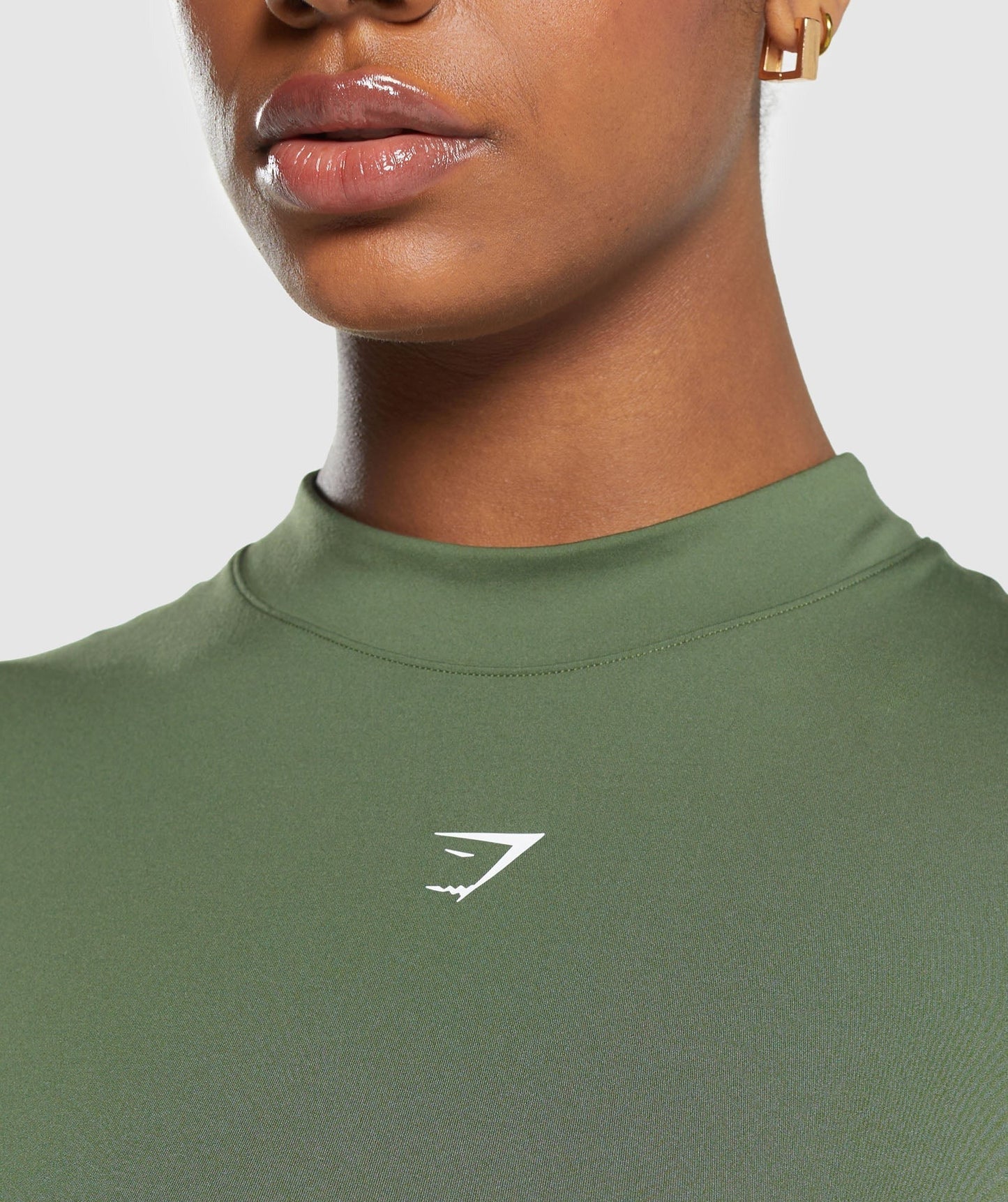 Gymshark Everyday Mock Neck Ribbon T-Shirt - Core Olive