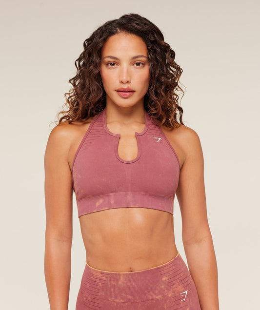 Gymshark Steel Seamless Halter Neck Bra - GS Reset Pink