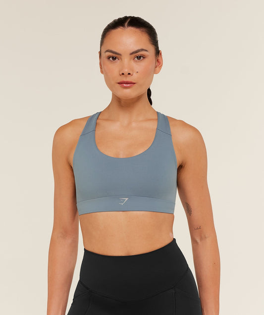Gymshark Medium Support Running Sports Bra - Iron Blue