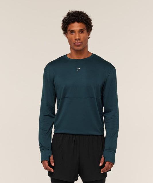 Gymshark Running Long Sleeve T-Shirt - Deep Petrol Blue