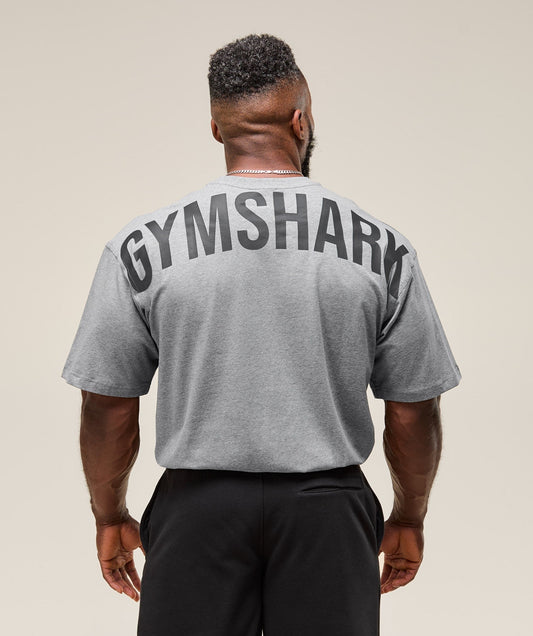 Gymshark Power T-Shirt - Charcoal Core Marl/Black