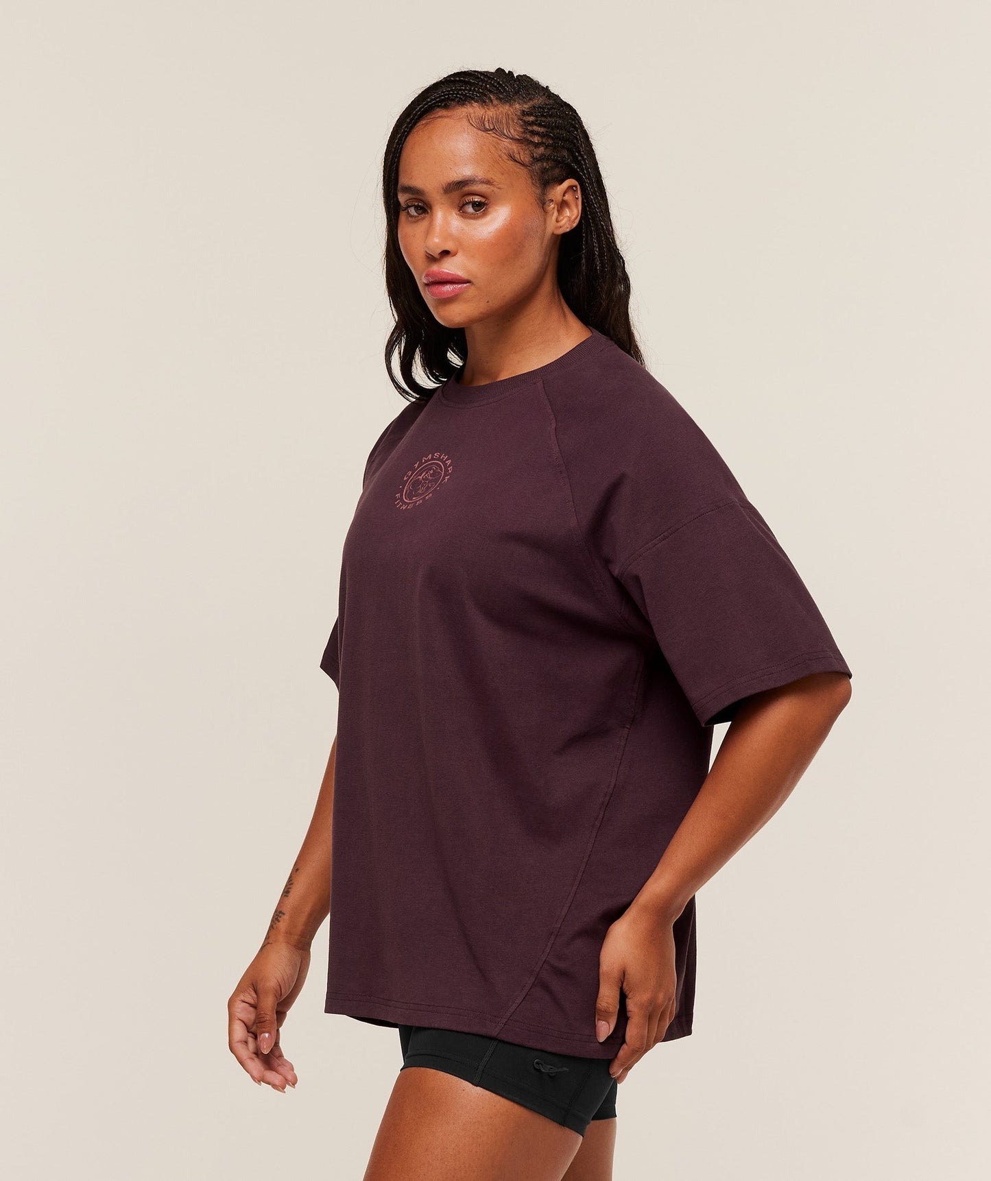 Gymshark Legacy Logo Oversized T-Shirt - Cherry Purple