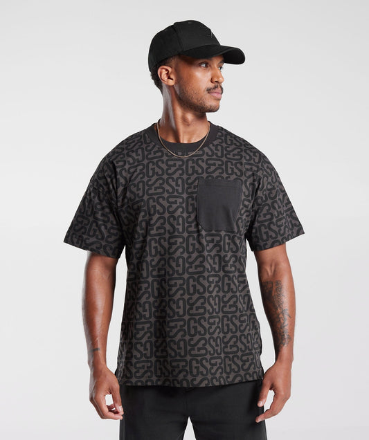 Gymshark Monogram T-Shirt - Black/Mono grey