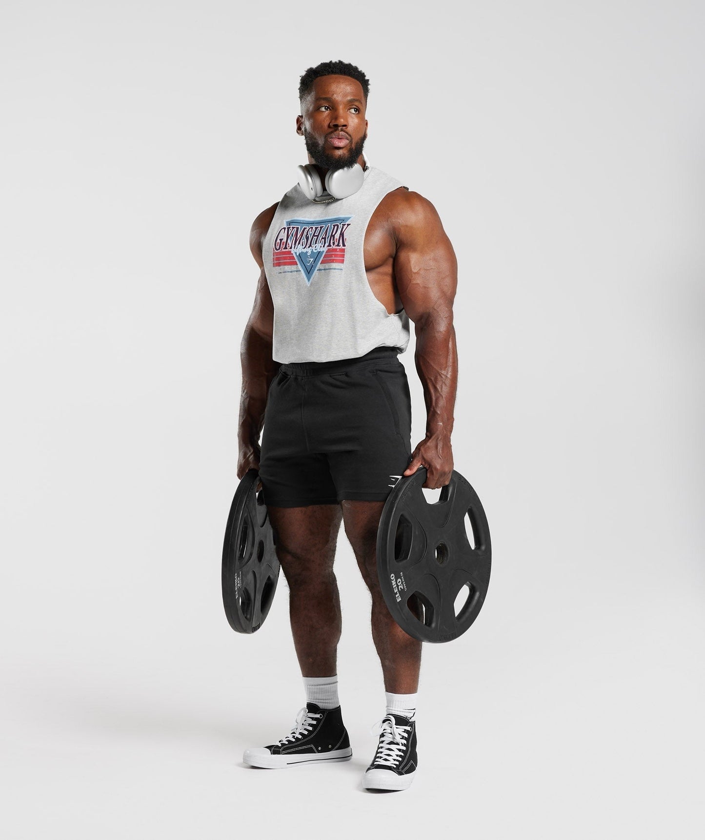 Gymshark Retrowave Drop Arm Tank - Light Grey Core Marl