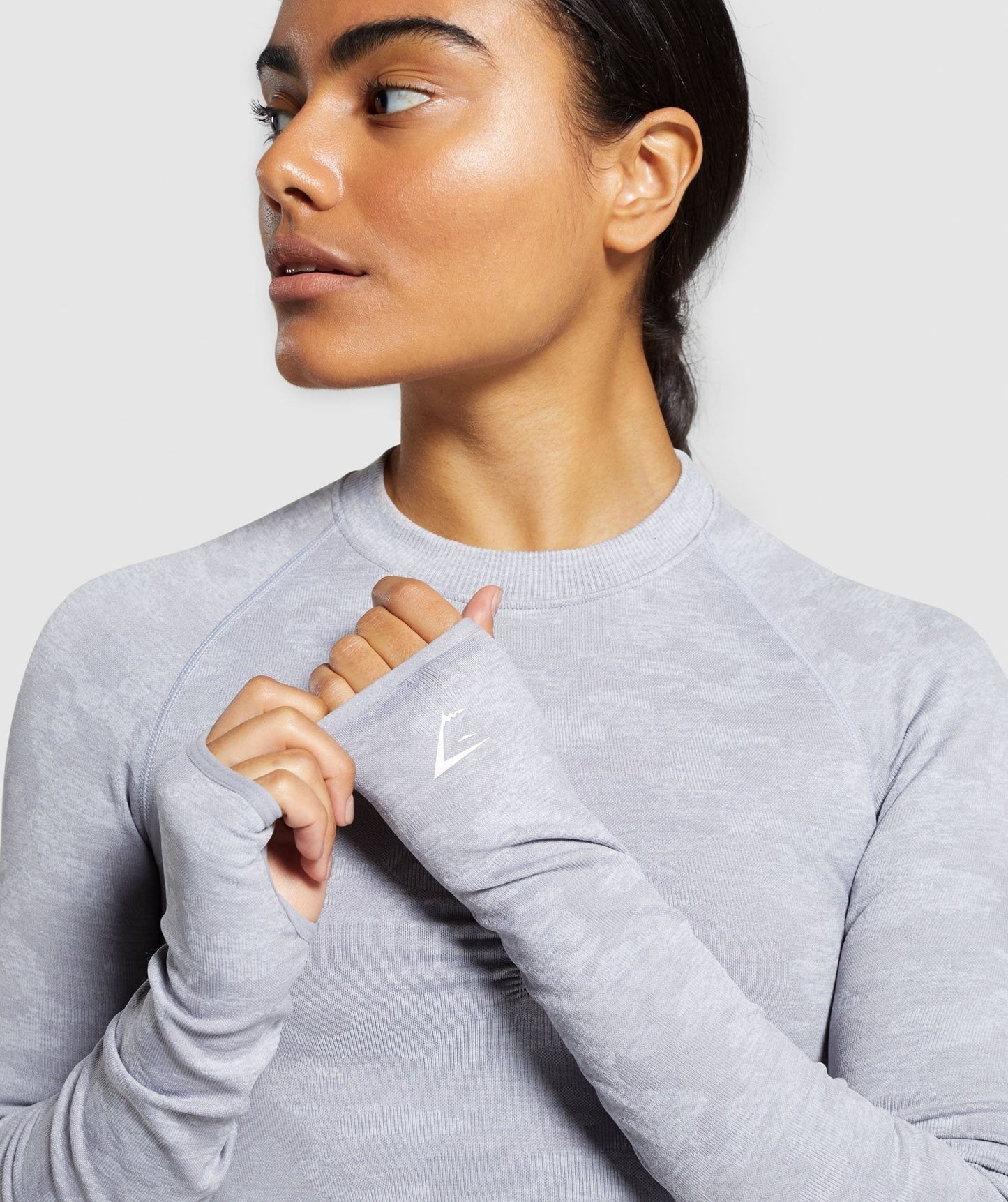 Gymshark Camo Seamless Long Sleeve Crop Top - Lilac