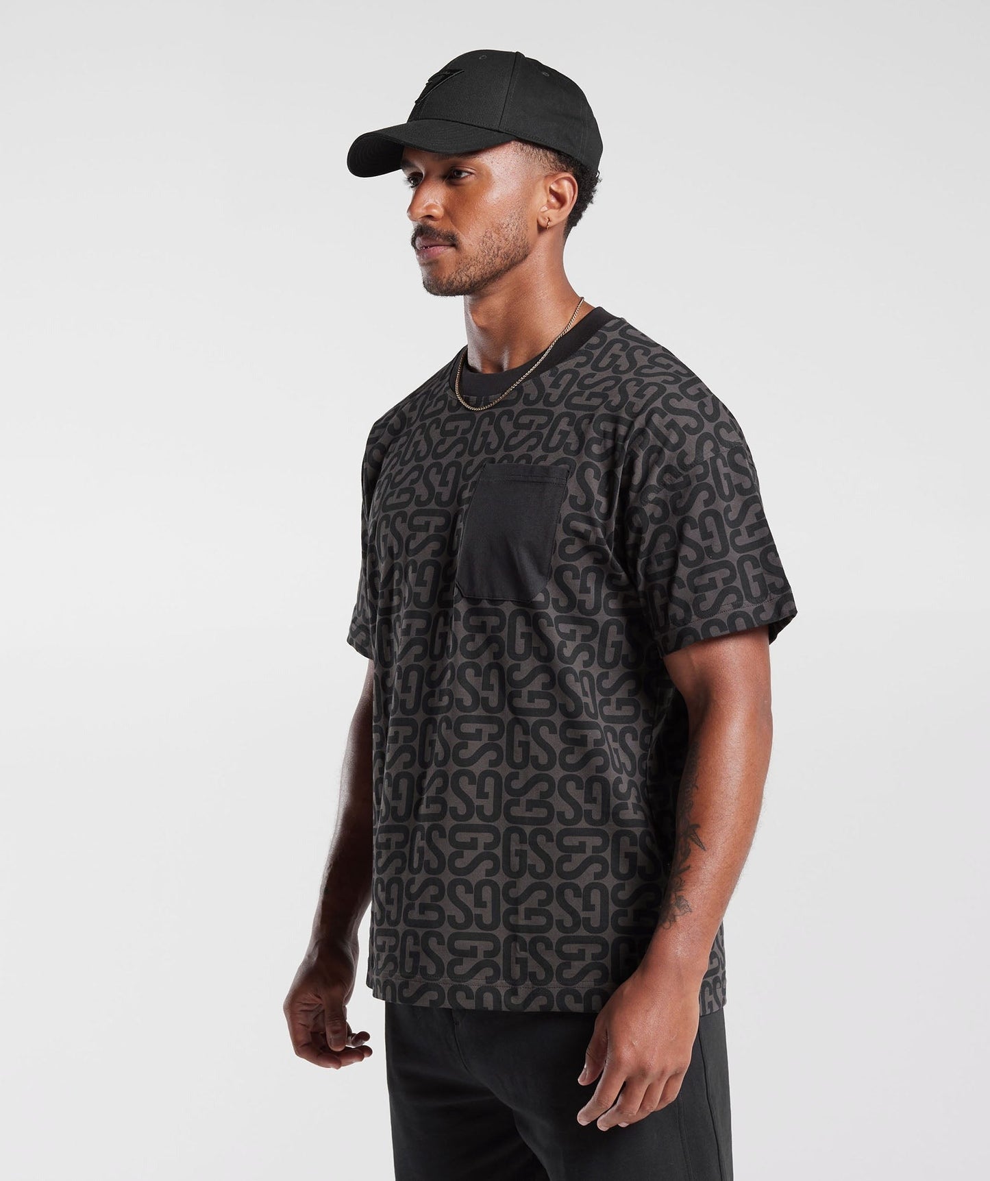 Gymshark Monogram T-Shirt - Black/Mono grey