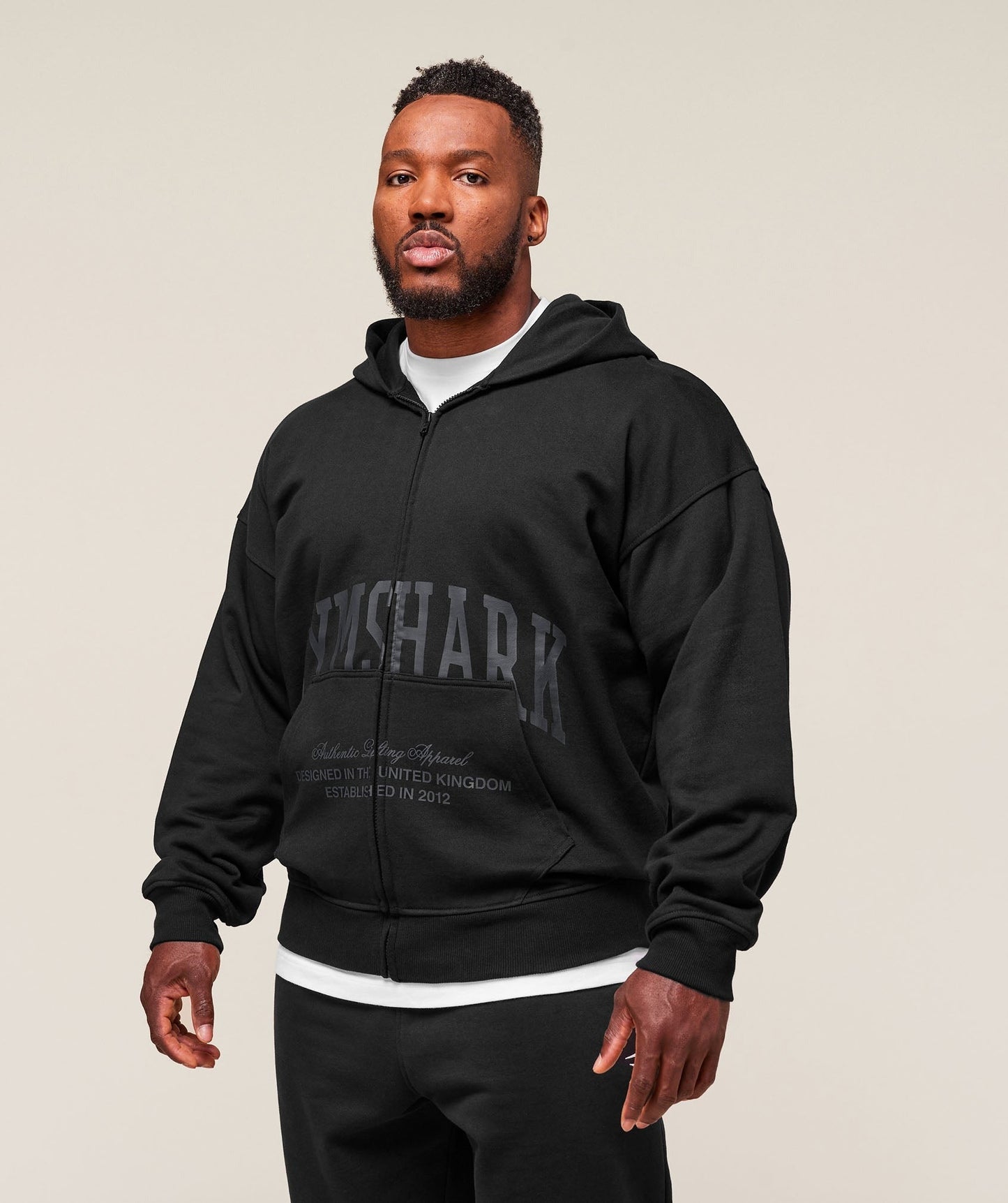 Gymshark Collegiate Script Zip Up Hoodie - Black