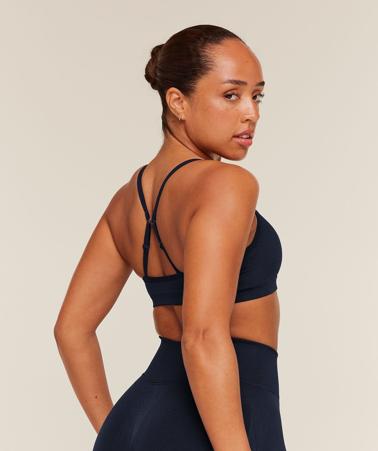Gymshark Lift Seamless Sports Bra - Midnight Blue/Black Marl