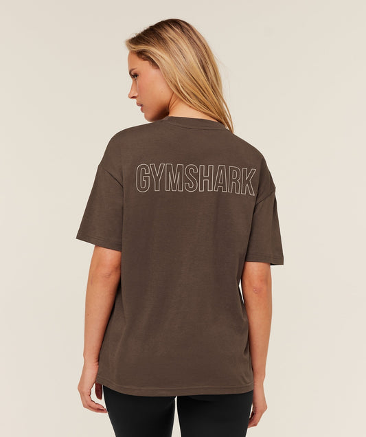 Gymshark Trace Graphic Oversized T-Shirt - Archive Brown