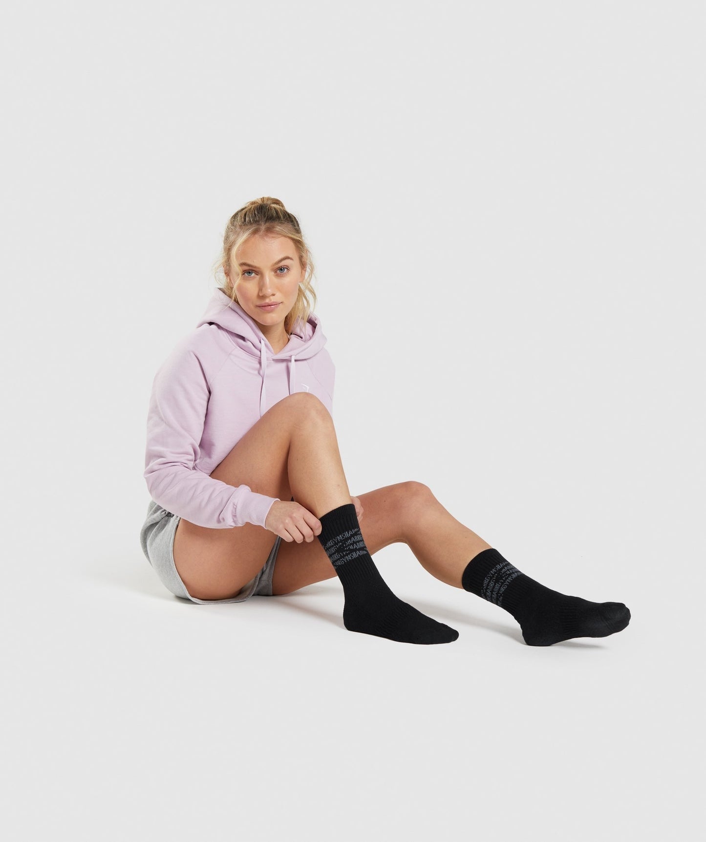 Gymshark Premium Logo Crew Socks 1pk - Black/Grey