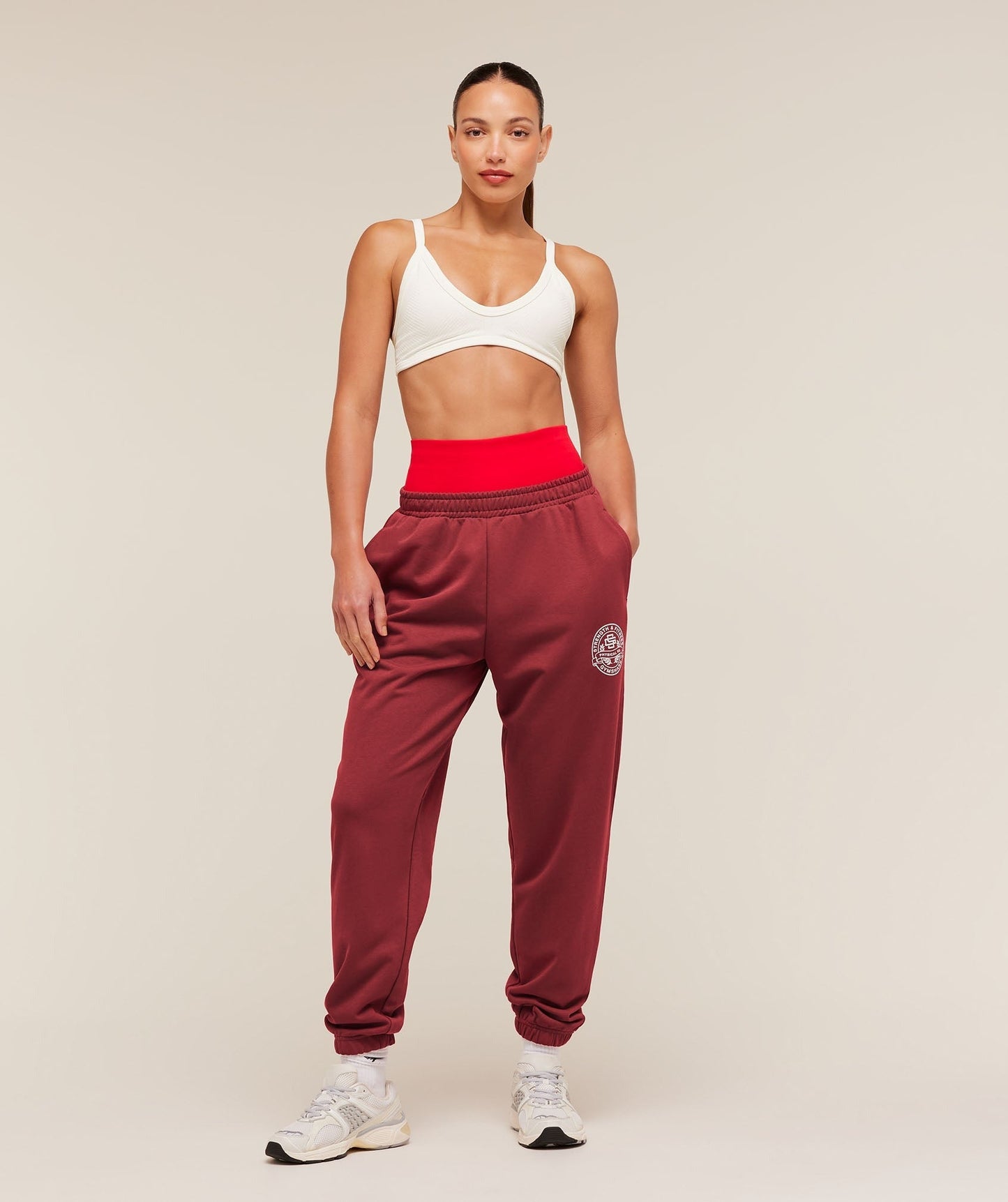 Gymshark Strength and Fitness Crest Graphic Joggers - Athletic Burgundy