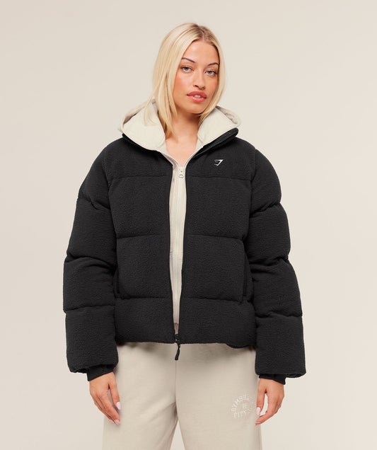 Gymshark Sherpa Puffer Jacket - Black
