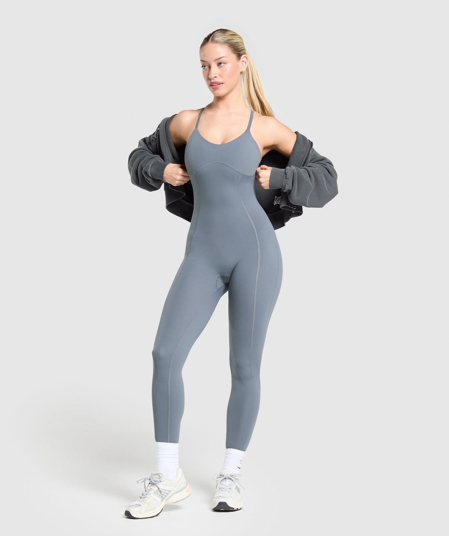 Gymshark Strappy All in One Full Length - Iron Blue
