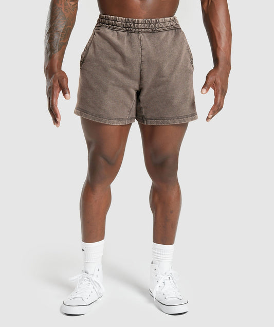 Gymshark Heritage 5" Shorts - Penny Brown/Acid Wash Small Ball