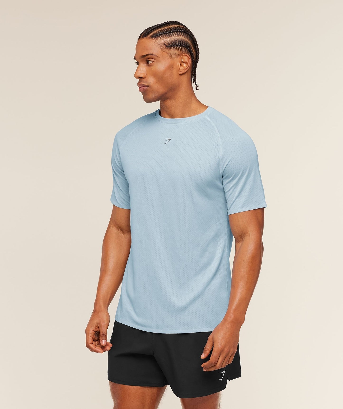 Gymshark Hybrid Engineered Jacquard T-Shirt - Chilled Blue