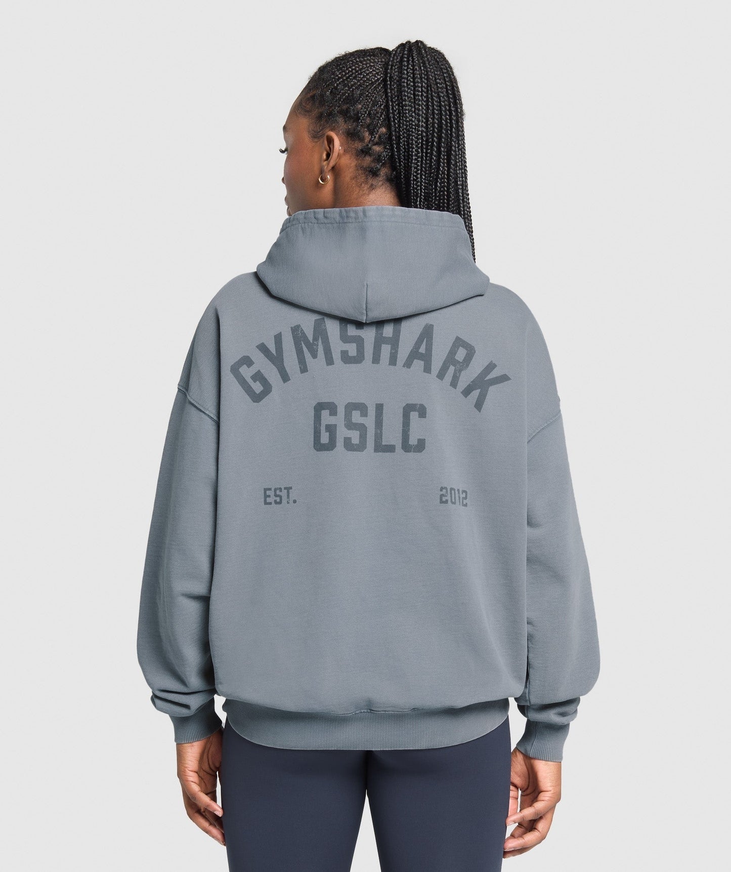 Gymshark GSLC Graphic Oversized Hoodie - Iron Blue
